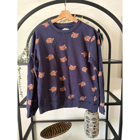 Out From Under Sweaters - Out From Under Tiger Print Crewneck Sweatshirt Womens Urban Outfitters